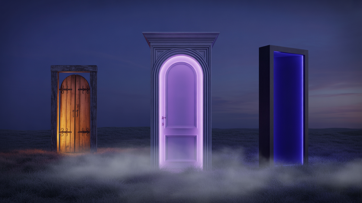 Three doors representing Parliament, Talon, and Concord